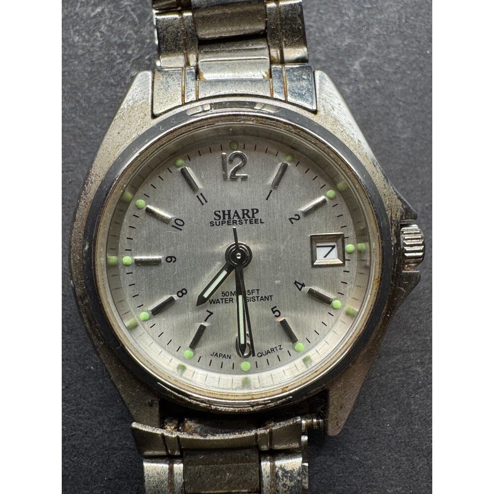 Sharp Supersteel Watch 352620 Stainless Steel Silver Dial 5ATM Water Resistant